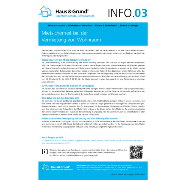 03 Mietsicherheit bei der Vermietung von Wohnraum