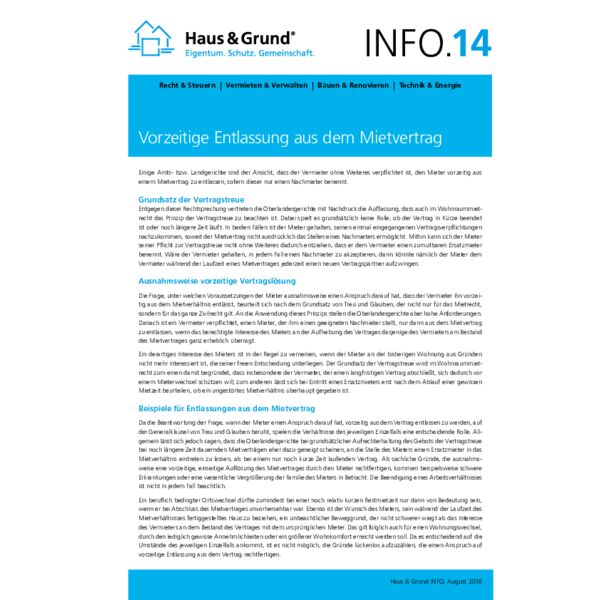 14 Vorzeitige Entlassung aus dem Mietvertrag