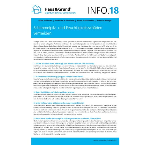 18 Schimmelpilz- und Feuchtigkeitsschäden