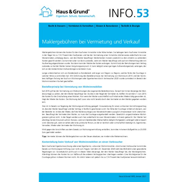 53 Maklergebühren bei Vermietung und Verkauf