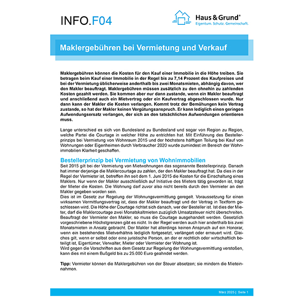 F04 Maklergebühren bei Vermietung und Verkauf