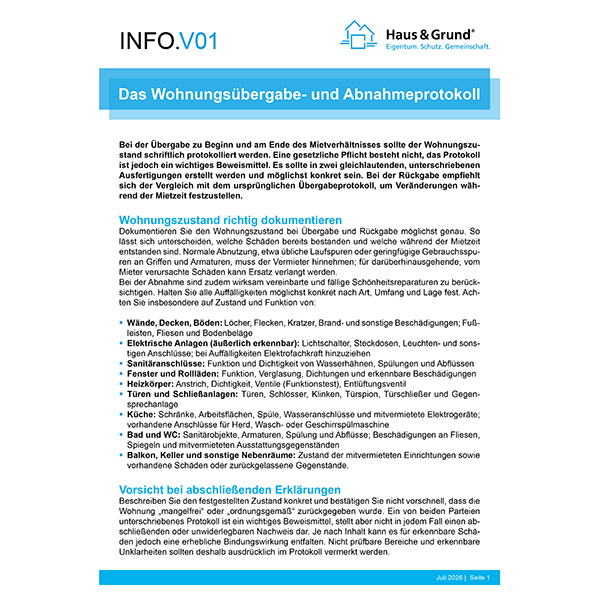 V01 Das Wohnungsübergabe- und Abnahmeprotokoll
