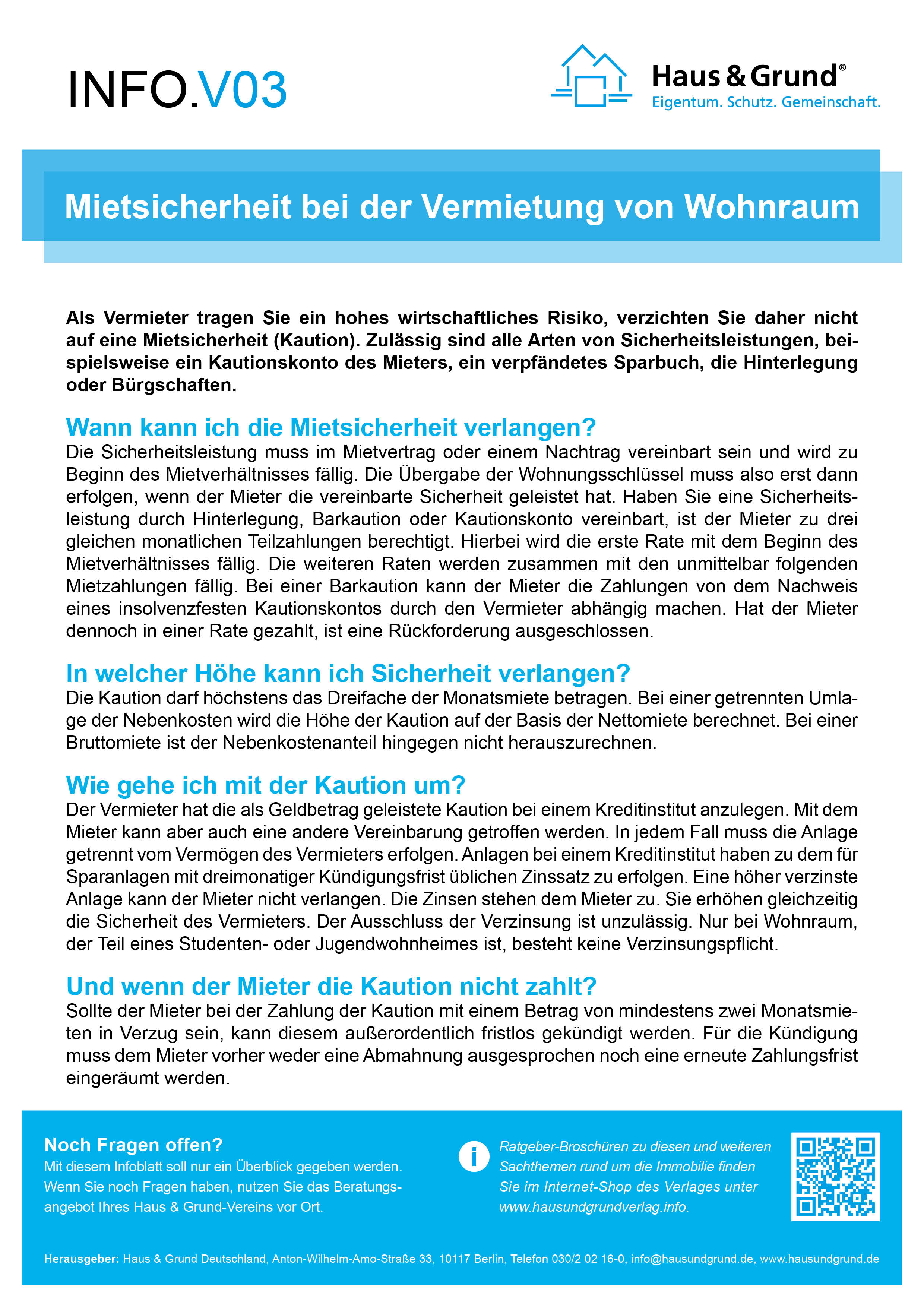 V03 Mietsicherheit bei der Vermietung von Wohnraum