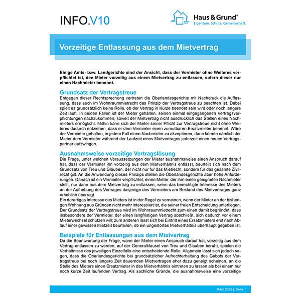 V10 Vorzeitige Entlassung aus dem Mietvertrag