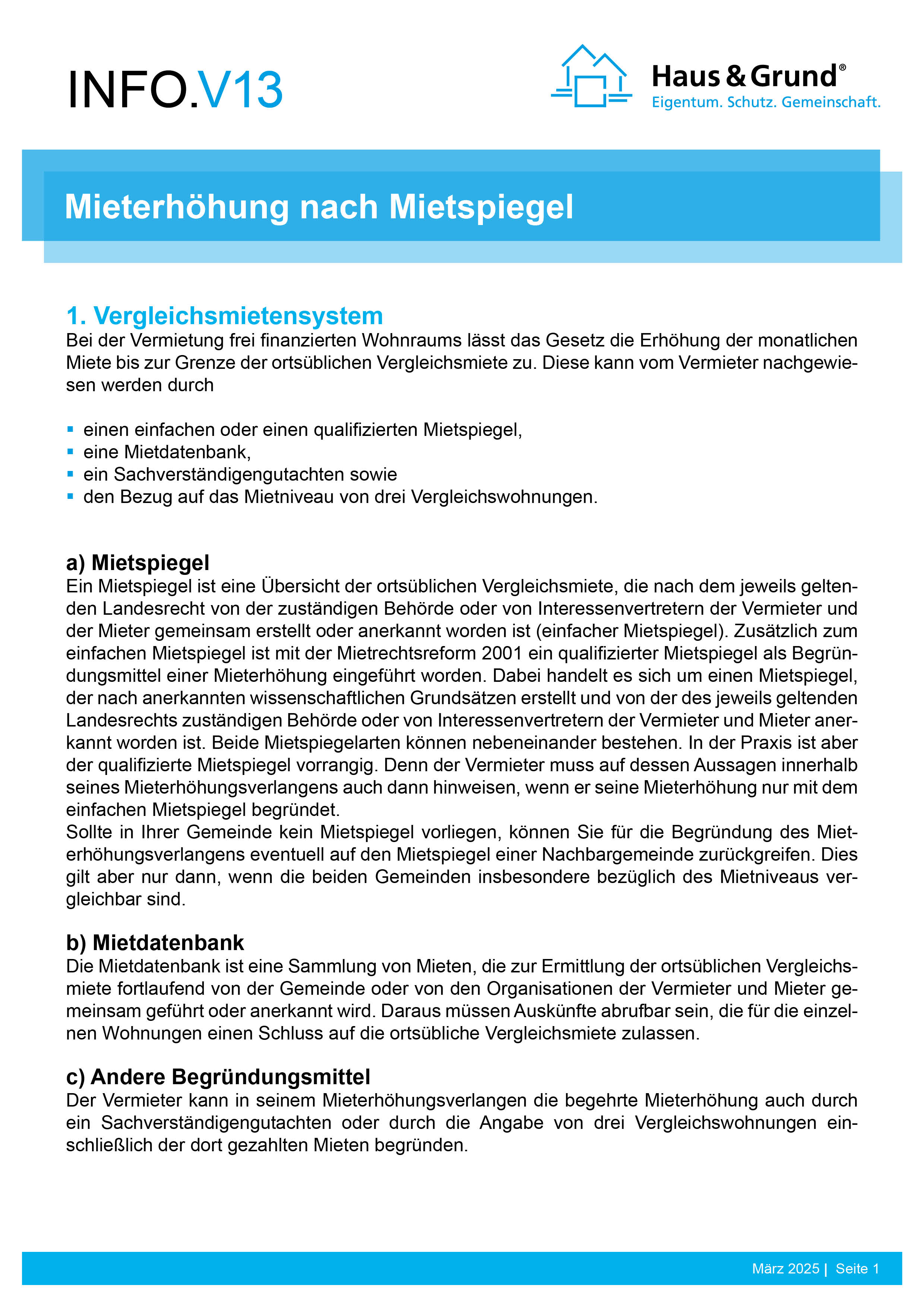 V13 Mieterhöhung nach Mietspiegel