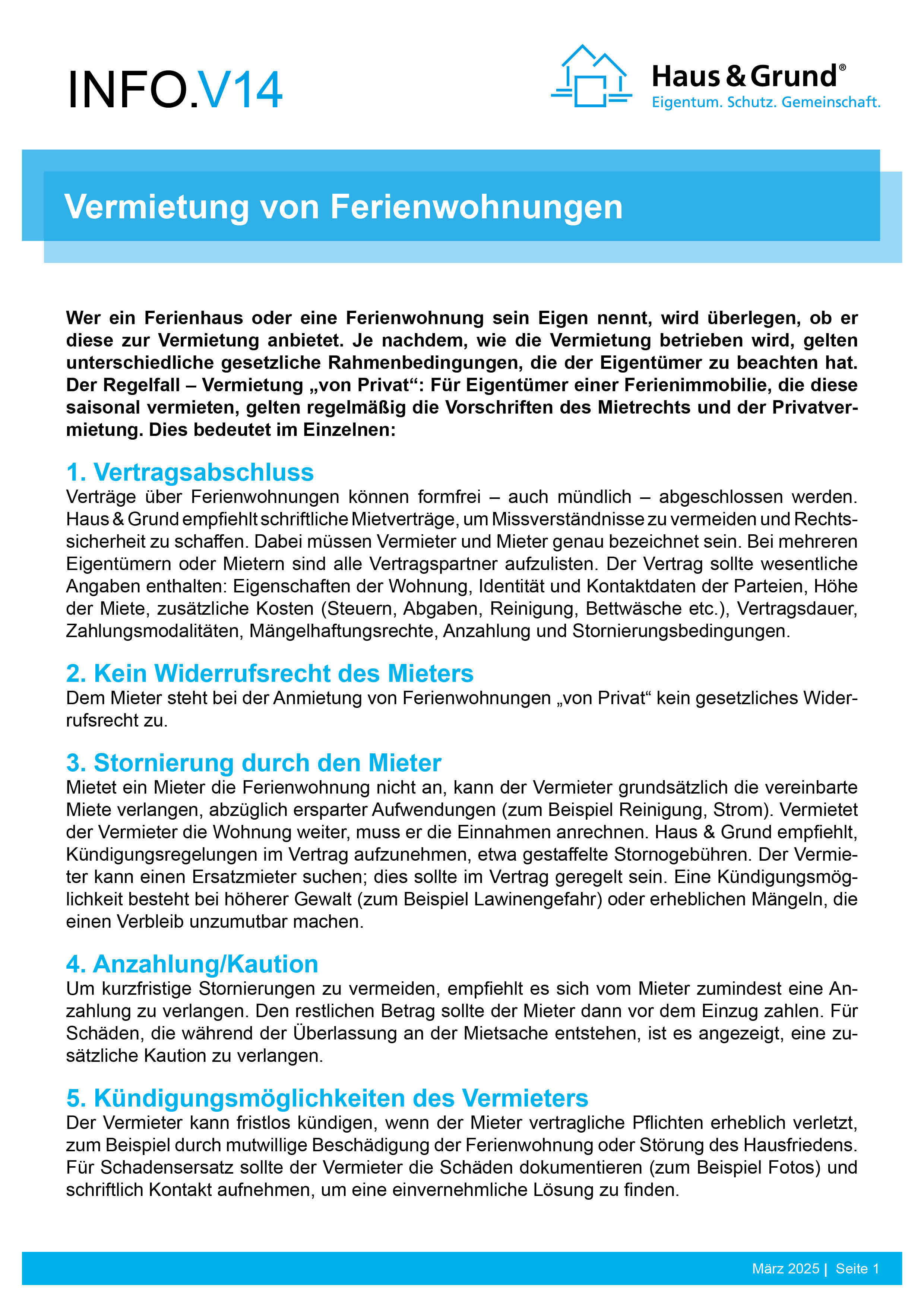 V14 Vermietung von Ferienwohnungen