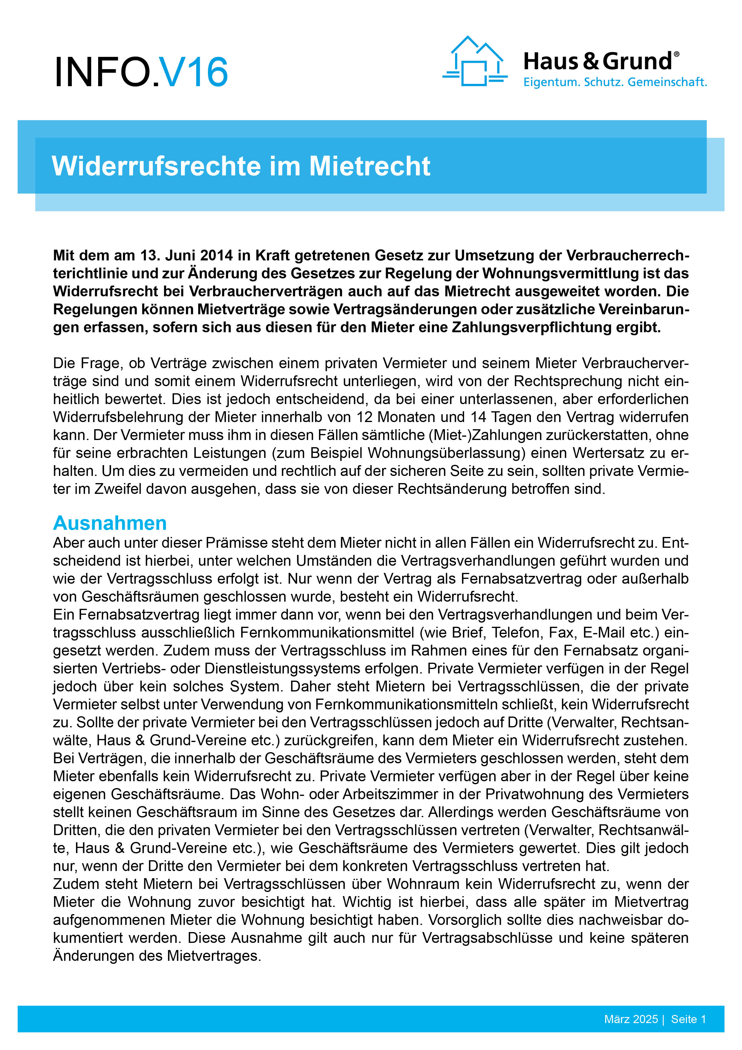V16 Widerrufsrechte im Mietrecht
