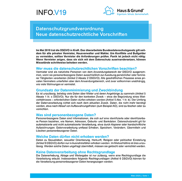 V19 DSGVO-Neue datenschutzrechtliche Vorschriften