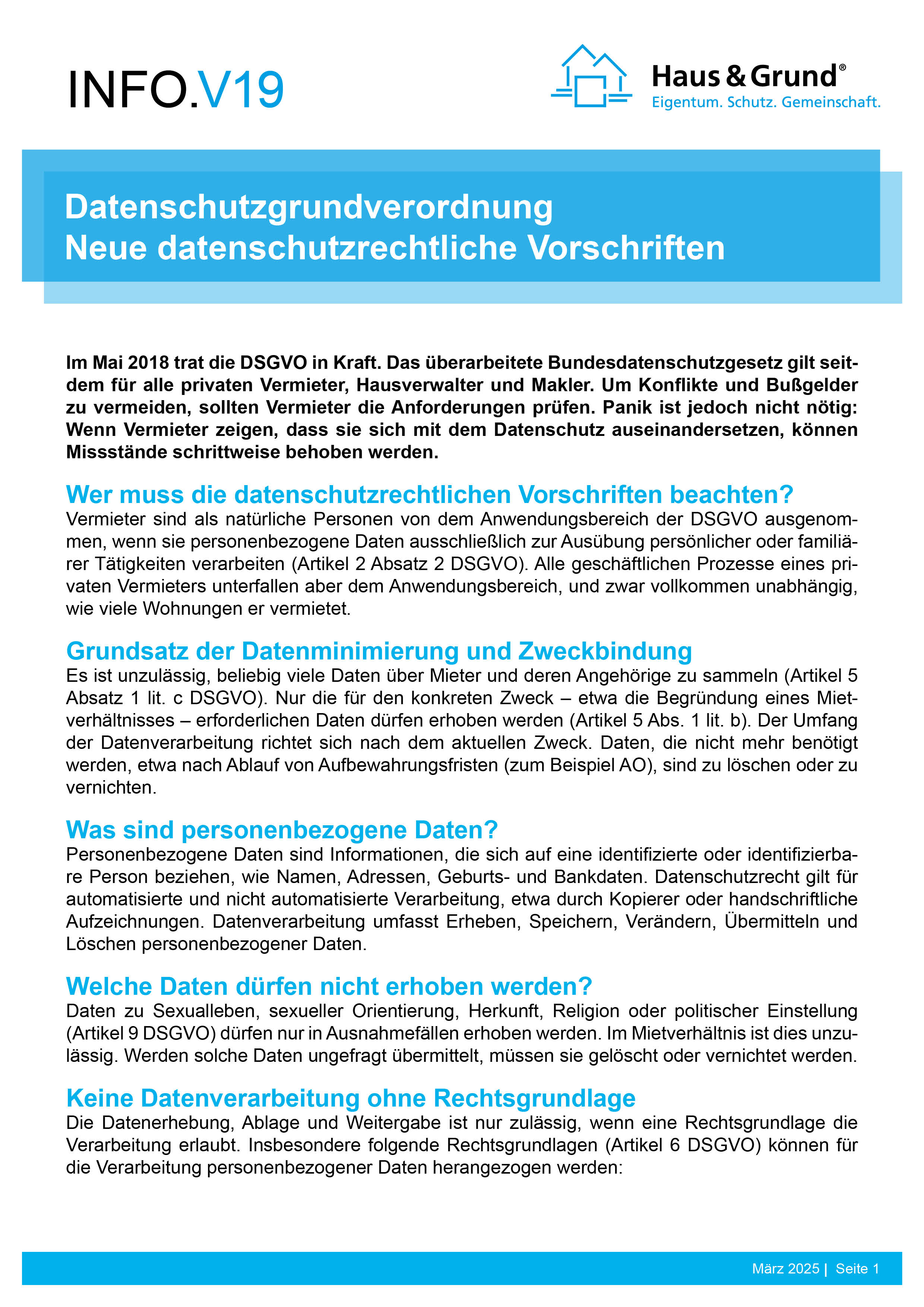 V19 DSGVO-Neue datenschutzrechtliche Vorschriften