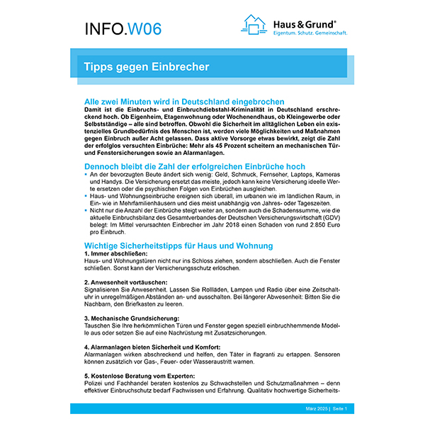 W06 Tipps gegen Einbrecher