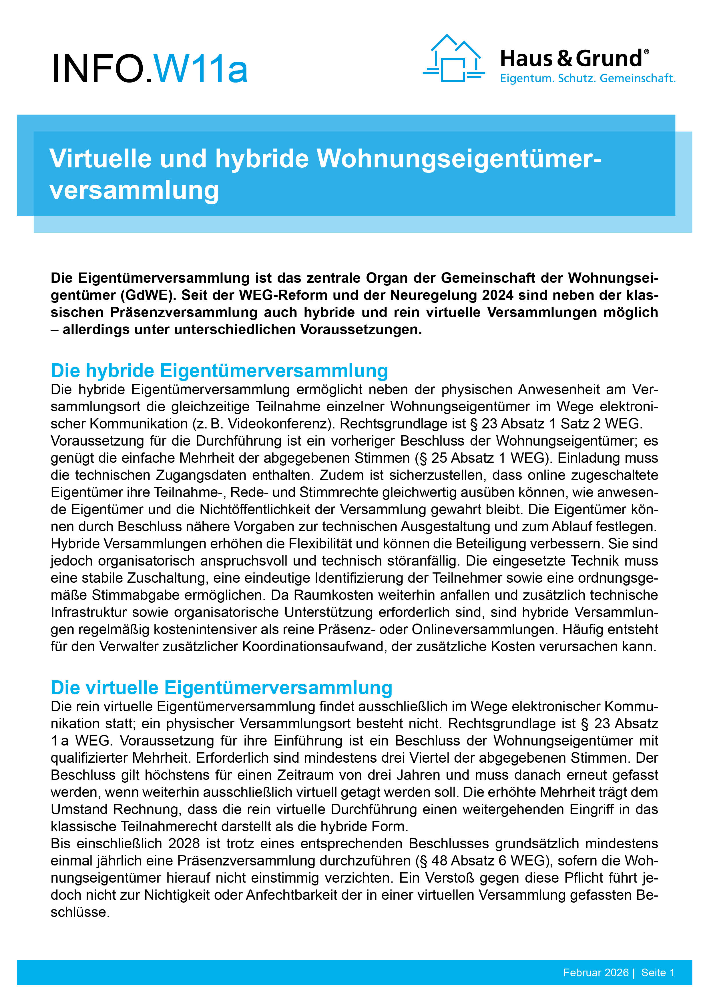 W11a Virtuelle Wohnungseigentümerversammlung