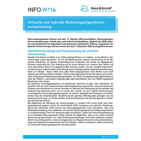 W11a Virtuelle Wohnungseigentümerversammlung