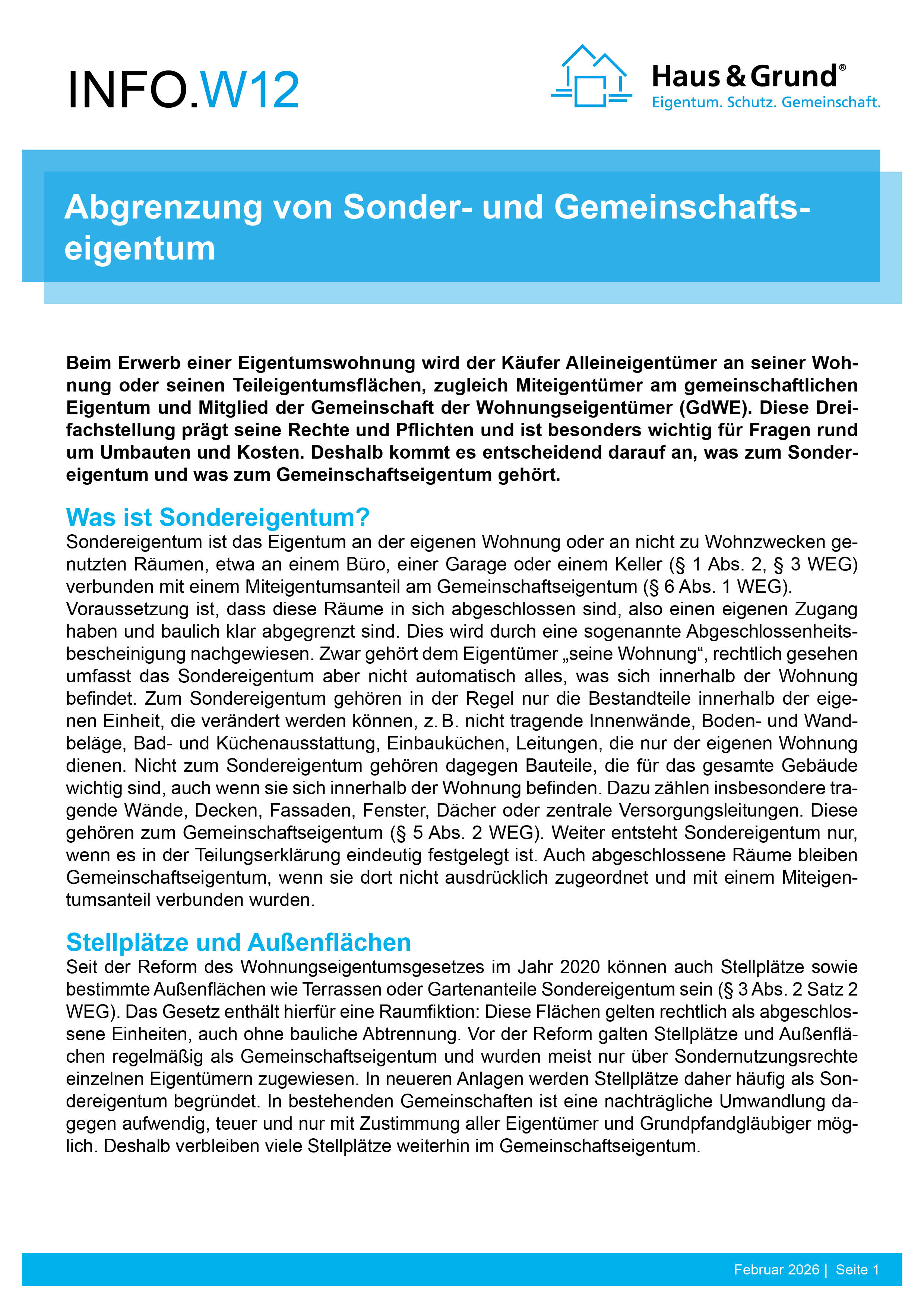 W12 Abgrenzung Sonder- und Gemeinschaftseigentum