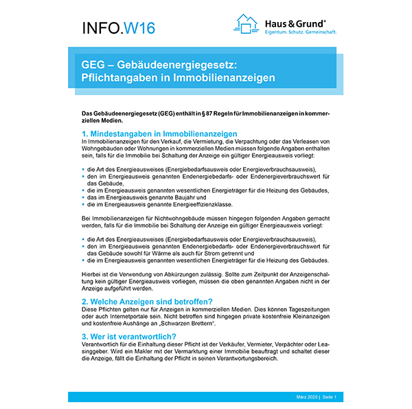 W16 GEG - Pflichtangaben in Immobilienanzeigen