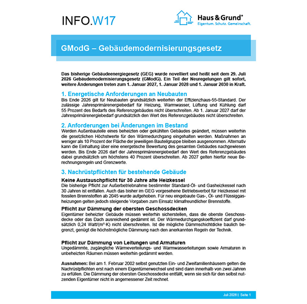W17 GModG – Gebäudemodernisierungsgesetz