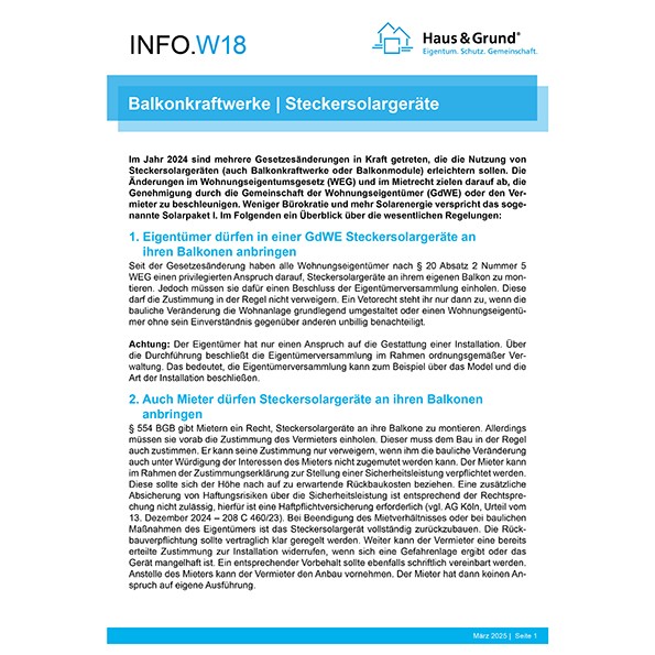 W18 Balkonkraftwerke - Steckersolargeräte