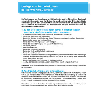 V07 Umlage von Betriebskosten bei Wohnraummiete