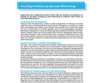 V10 Vorzeitige Entlassung aus dem Mietvertrag