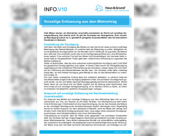 V10 Vorzeitige Entlassung aus dem Mietvertrag