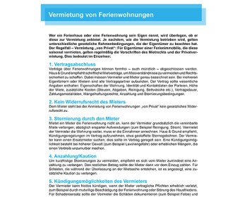 V14 Vermietung von Ferienwohnungen