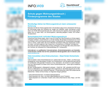 W09 Schutz gegen Wohnungseinbruch - Förderungen