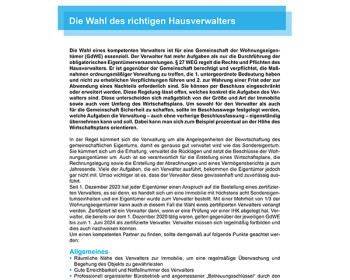 W13 Die Wahl des richtigen Hausverwalters