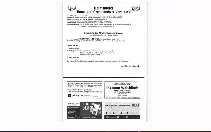 Einladung zur Mitgliederversammlung