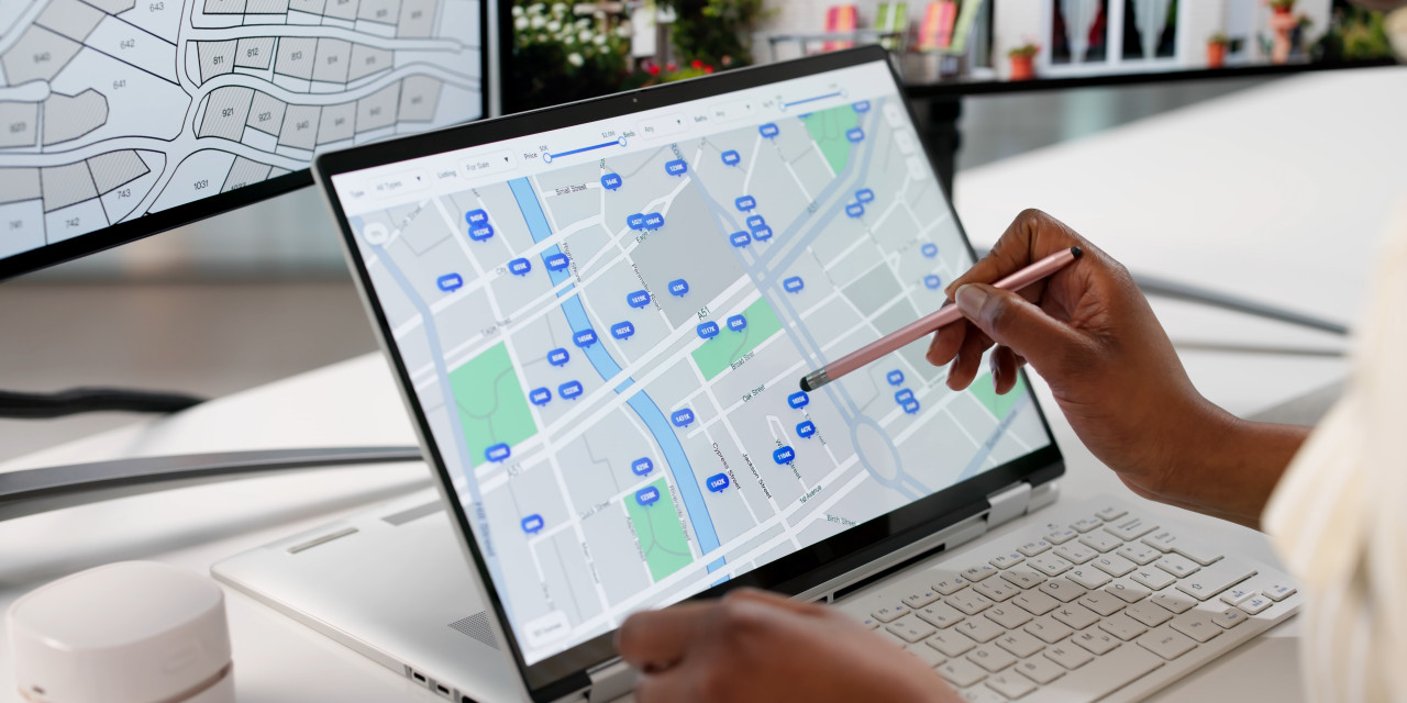 Karte mit Angaben zu Immobilien