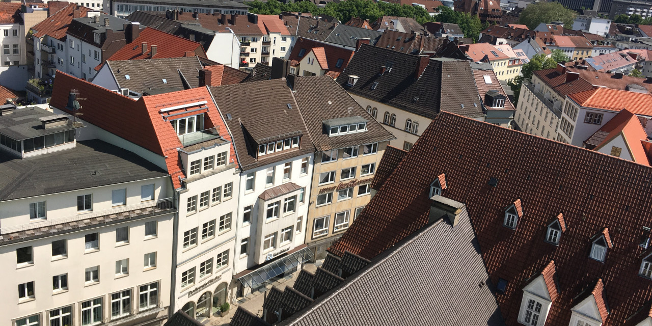 Die Geschäftsstelle von Haus & Grund Bielefeld aus der Vogelperspektive