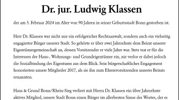 Traueranzeige Dr. Ludwig Klassen