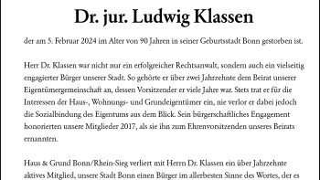 Traueranzeige Dr. Ludwig Klassen