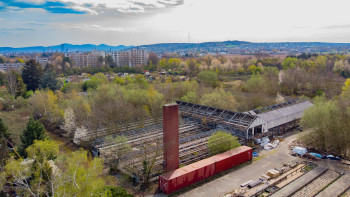 Blick auf die alte Stadtgärtnerei hug alte stadtgaertnerei Luftaufnahme Blick auf die alte Stadtgärtnerei hug alte stadtgaertnerei Luftaufnahme