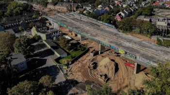 NORDBRÜCKE LUFTBILD BAUARBEITEN HÄUSER