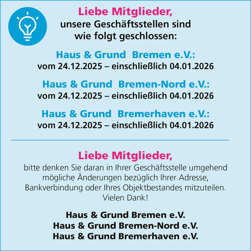 Schliesszeiten 2025/2026