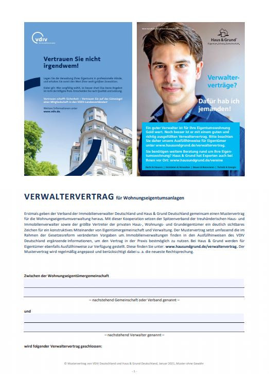 Verwaltervertrag Muster