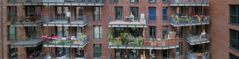 Hörn Ankerhaus Fassade mit Balkonen