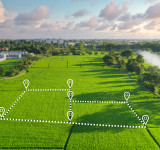 Grundstück in Luftbild.